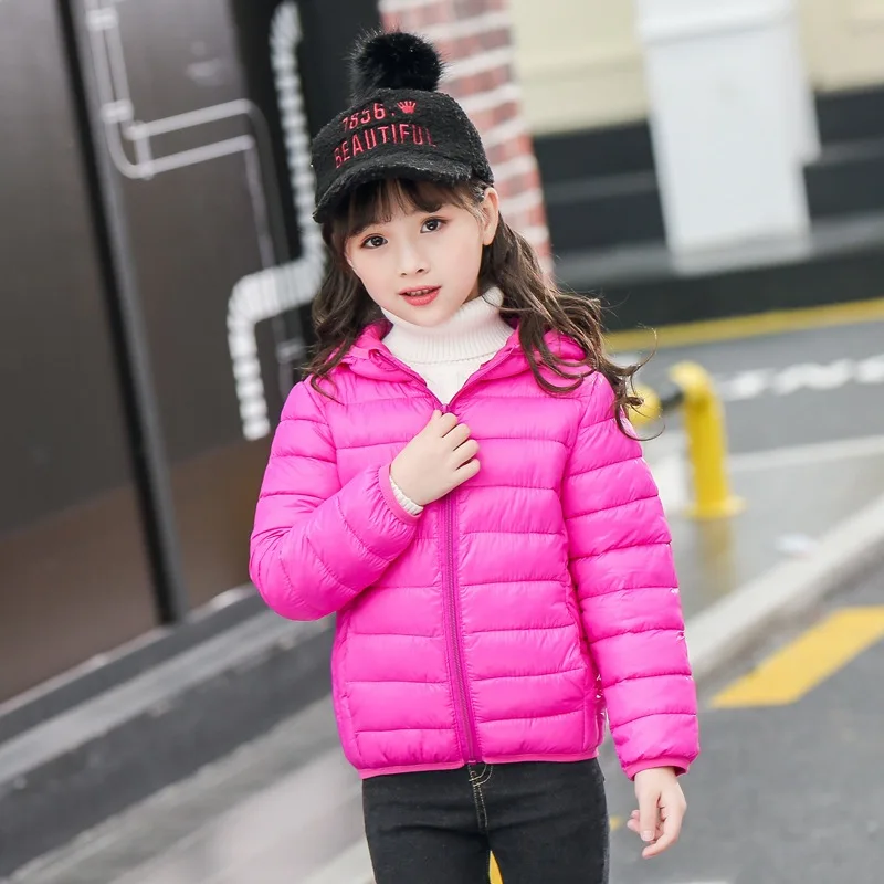 New Boys Warm Coat Baby Solid Color Hooded Down Jacket Autumn Winter Girls Lightweight Comfortable Casual Cute Clothes 3-12 Year