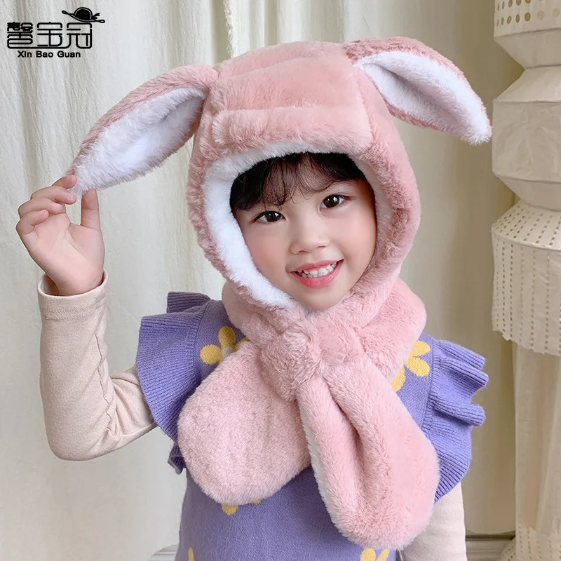 2-6 Years Old Children Cute Plush Bunny Hat Rabbit Cap Ears Kids Costume Bonnets for Boys Girls Warm Winter Snow Hats Great Gift