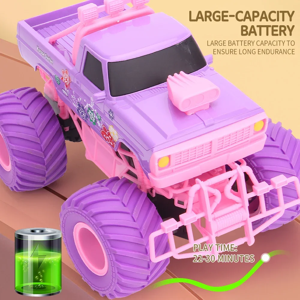 2.4g rc carro rosa unidade elétrica fora da estrada rádio caminhões de controle remoto rc carro escalada hummer caminhões meninas brinquedos para crianças jjrc