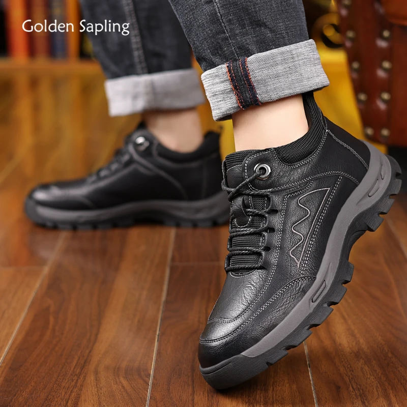 

Golden Sapling Winter Men's Boots Retro Leather Outdoor Shoes for Men Fashion Platform Footwear Tactical Leisure Tooling Boot