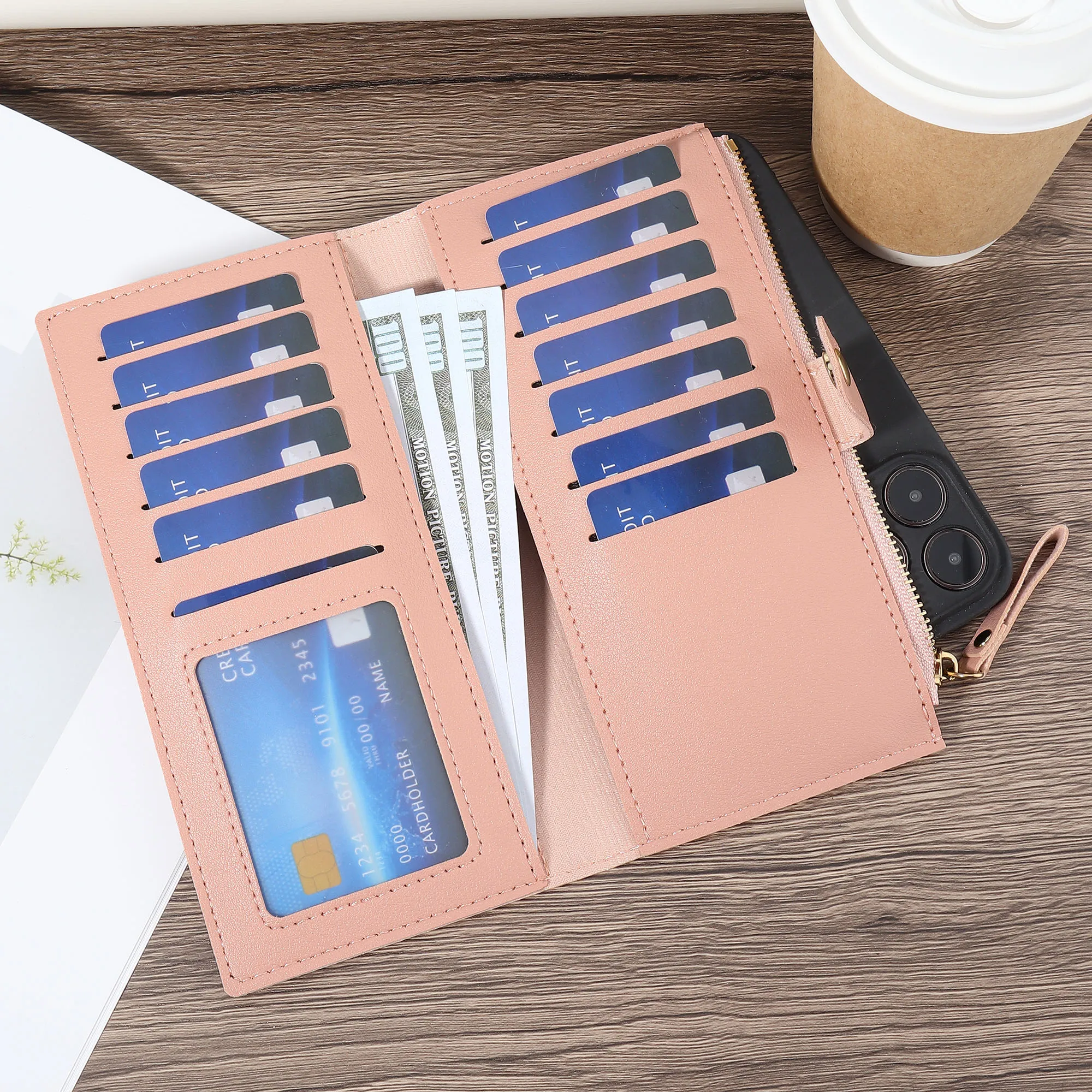 [Stylish Wallet] Stylish Women's Long Wallet | Spacious Clutch with Multiple Compartments, Zippered Wallet, Cute Coin Purse with