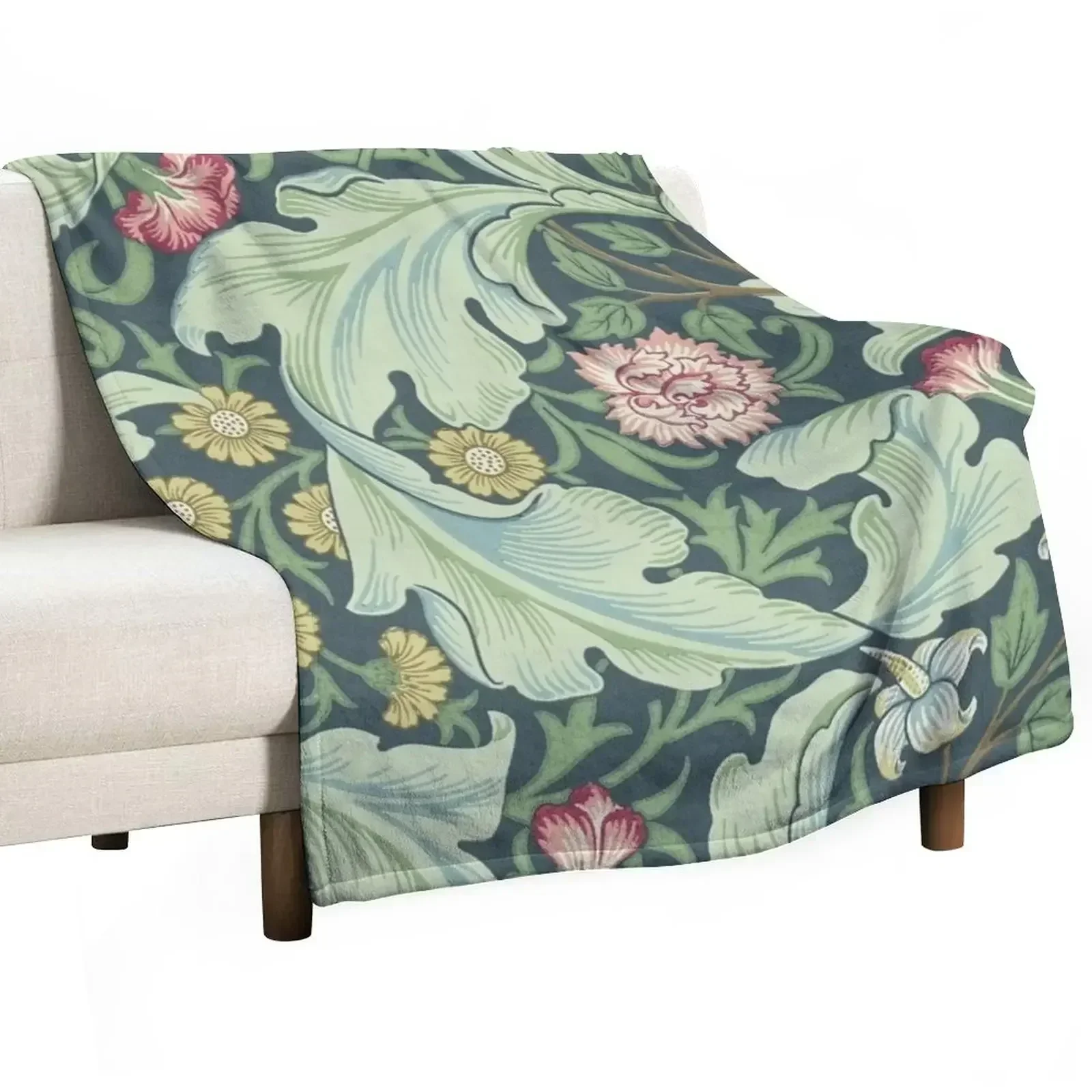 William Morris Green Flowers Throw Blanket blankets and throws Soft Beds Hair Blankets