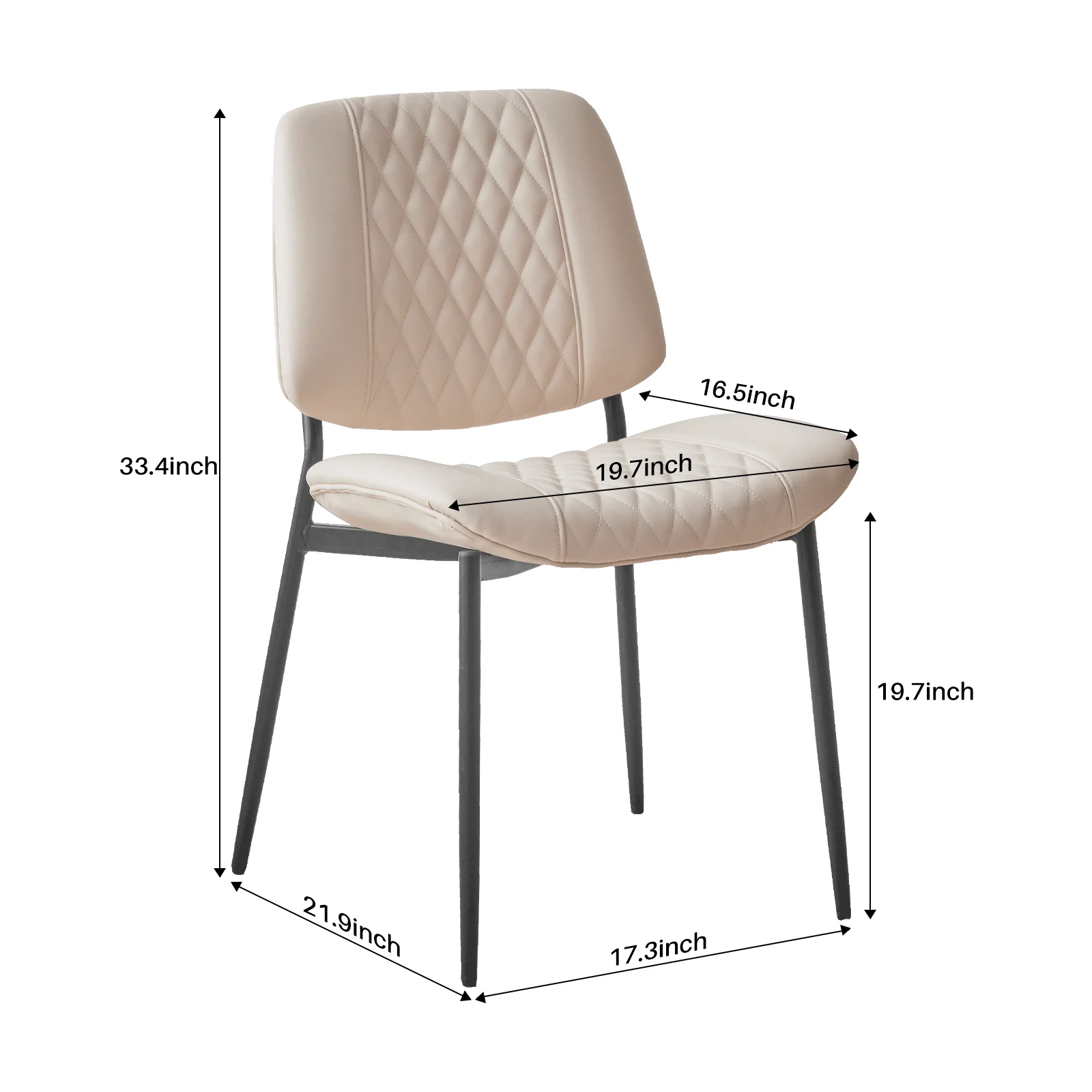 Redlife-Silla de comedor moderna, Sillón tapizado sin brazos de piel sintética con respaldo acolchado para comedor y sala de estar, Juego de 2