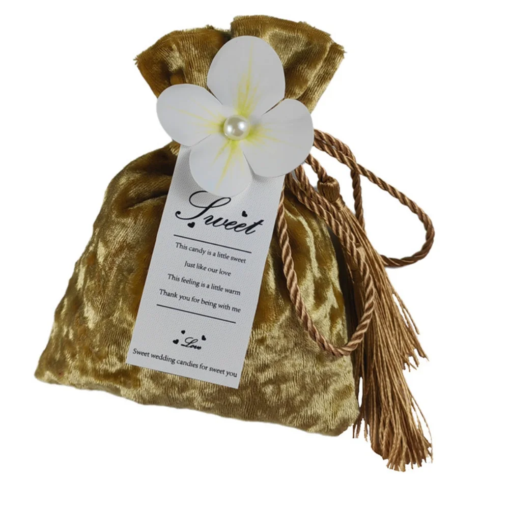 حقيبة زهور اصطناعية رائعة برباط حقيبة حلوى منظم مجوهرات الحفلات حقيبة هدايا مخملية خفيفة الوزن لمنظم المجوهرات #6