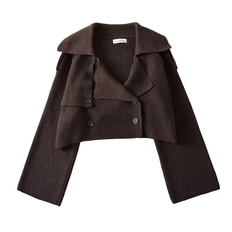 Cardigan in maglia allentata autunnale Cappotto maglione morbido doppio petto femminile per le donne Giacca da donna in maglieria casual tinta unita