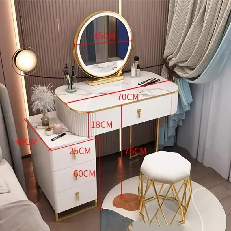 #Classic Elegant Vanity Table Drawer Storage Luxury Nordic Vanity Table Modern Sumptuous Meuble Coiffeuse Chambre Furniture