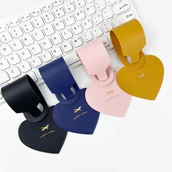 1 Pc Heart Shape Travel Luggage Tag PU Leather Solid Suitcase Tag Baggage Boarding Label Travel Accessories Packing Bags