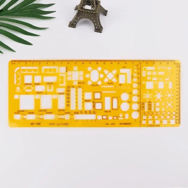 

M2EC Professional Architectural Template Ruler Drawings Stencil Measuring Tool Supply