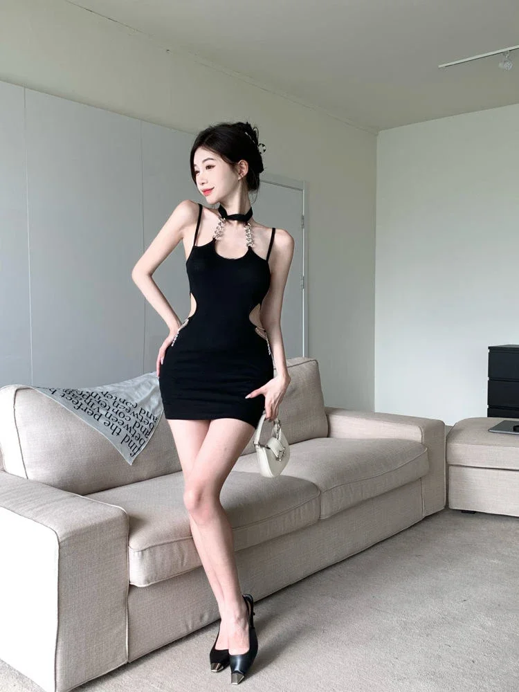 Sexy Hollow Out Jurk Vrouwen Bodycon Hotsweet Mode Mini Vakantie Mouwloos Halter Ontwerp Clubwear Zomer Street Style Zonnejurk