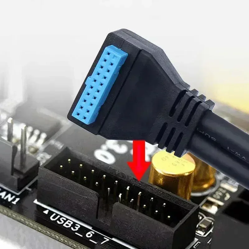 

Motherboard USB 3.0 Right Angle Connector 19/20Pin to 2 USB-A Female Port Internal Extension Cable for Desktop PC Computer