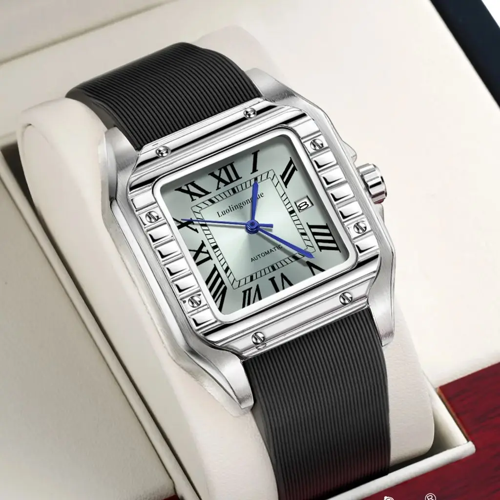 

Роскошные мужские механические часы высокого класса, с автоматическим заводом, дизайн со скелетом, дисплей календаря, высокоэстетическая привлекательность, бестселлерные маленькие квадратные мужские часы, модные деловые повседневные универсальные мужские 