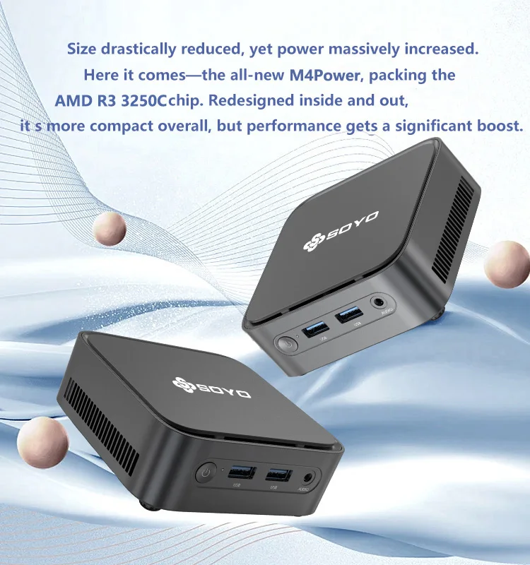 Soyo Mini Pc M4 Power Amd Ryzen 3 3250C 8Gb Ddr4 256Gb M.2 Ssd Windows 11 Pro Compact Mini Desktop Dual HDMI Dp Rj45 Wifi Bt Usb3.0 Micro Host Home Office Business Entertainment Pc
