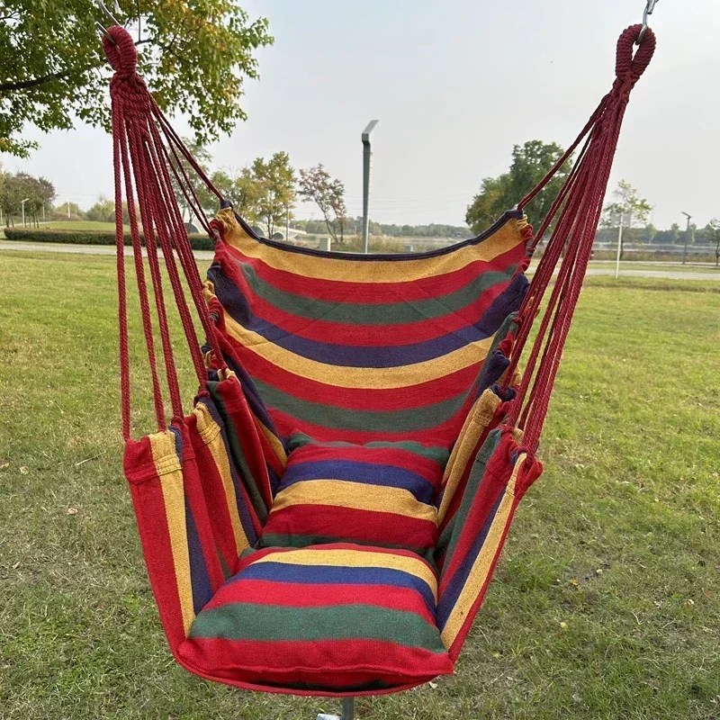 

Hot Colorful Striped Canvas Hammock Chair, No Pillow or Cushion, Durable Indoor/outdoor/camping Swing Chair for Family Leisure