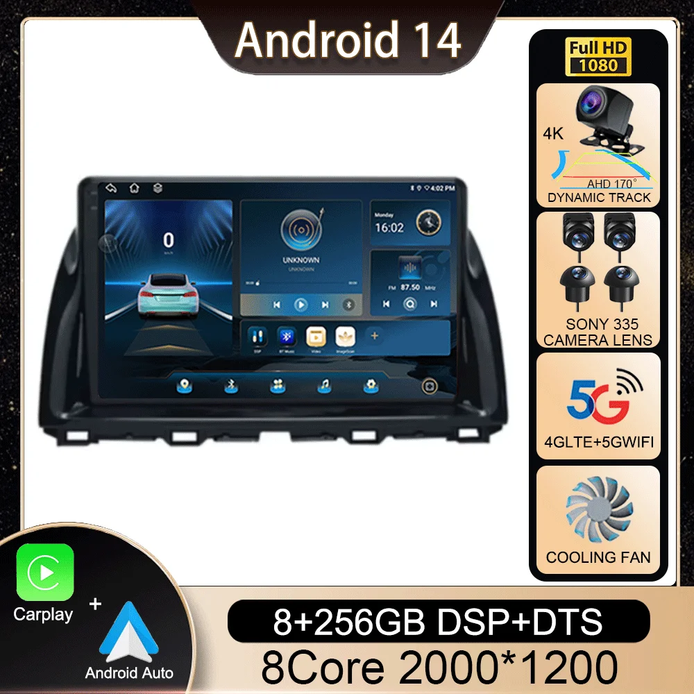 Android 14 For Mazda CX5 CX-5 CX 5 2012 - 2015 Car Radio Multimedia Video Player Navigation GPS Carplay WIFI 2Din Head Unit NAVI