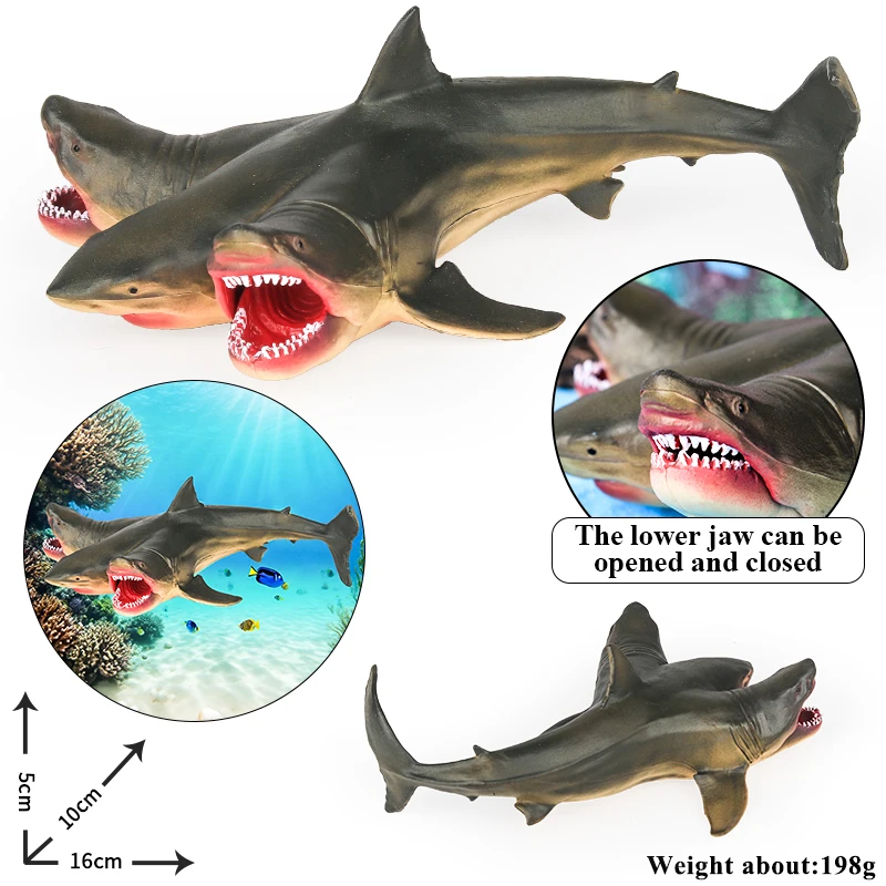 Oenux Ocean Animal Savage Megalodon Triple-headed Shark Giant mouth shark Action Figures Sea Life Model PVC Educational Kids Toy