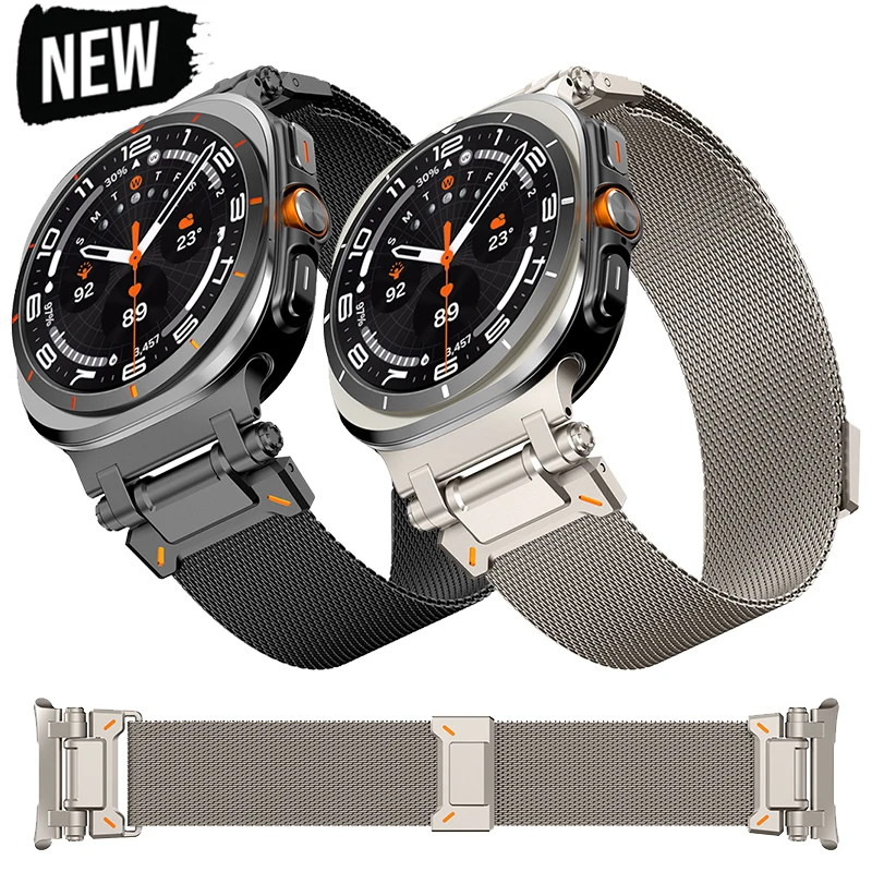 Explorer Milanese Magnetic Strap for Samsung Galaxy Ultra 47mm Stainless Steel Loop Band for Galaxy Watch 7 Ultra Metal Bracelet