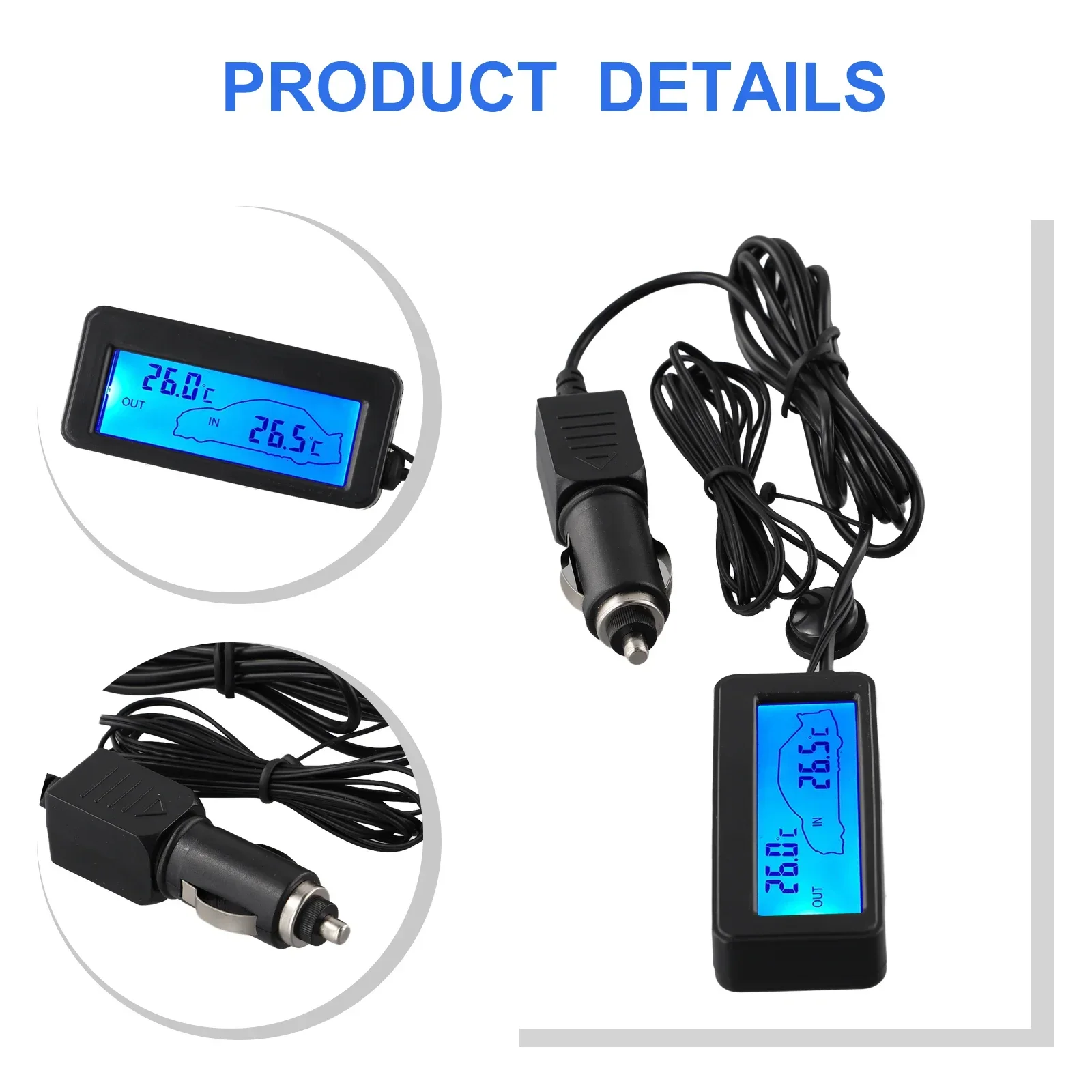 

Car Thermometer LCD Car Temperature Gauge for Measuring Inside and Outside Temperatures with a Smart Black Shell