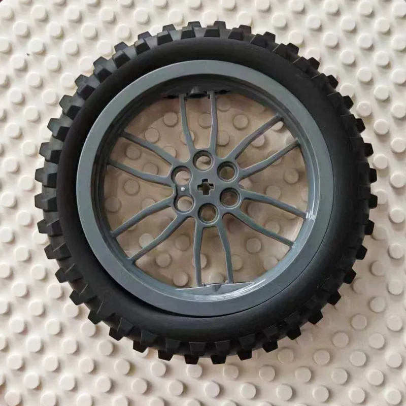 Small Building Block Motorcycle/bicycle Tires 100.6x17mm Hub 88517 Wheel Skin 11957 Assemble Parts Compatible with Lego Part