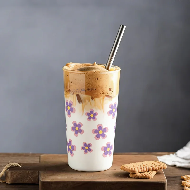 UV DTF Cup Wrap Cherry Daisy Floral for 16oz Glass Cup Waterproof DIY Tumbler Decal Drinkware Decor