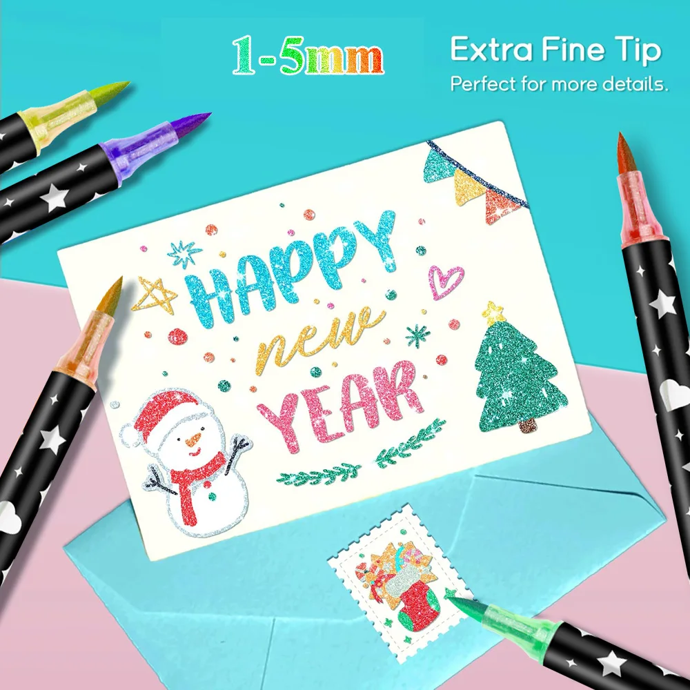 12-60 قطعة علامات فنية ذات طرف مزدوج ألوان نابضة بالحياة سريعة الجفاف لطلاء الكتابة على الجدران DIY الحرف الفنية القرطاسية اللوازم المدرسية.