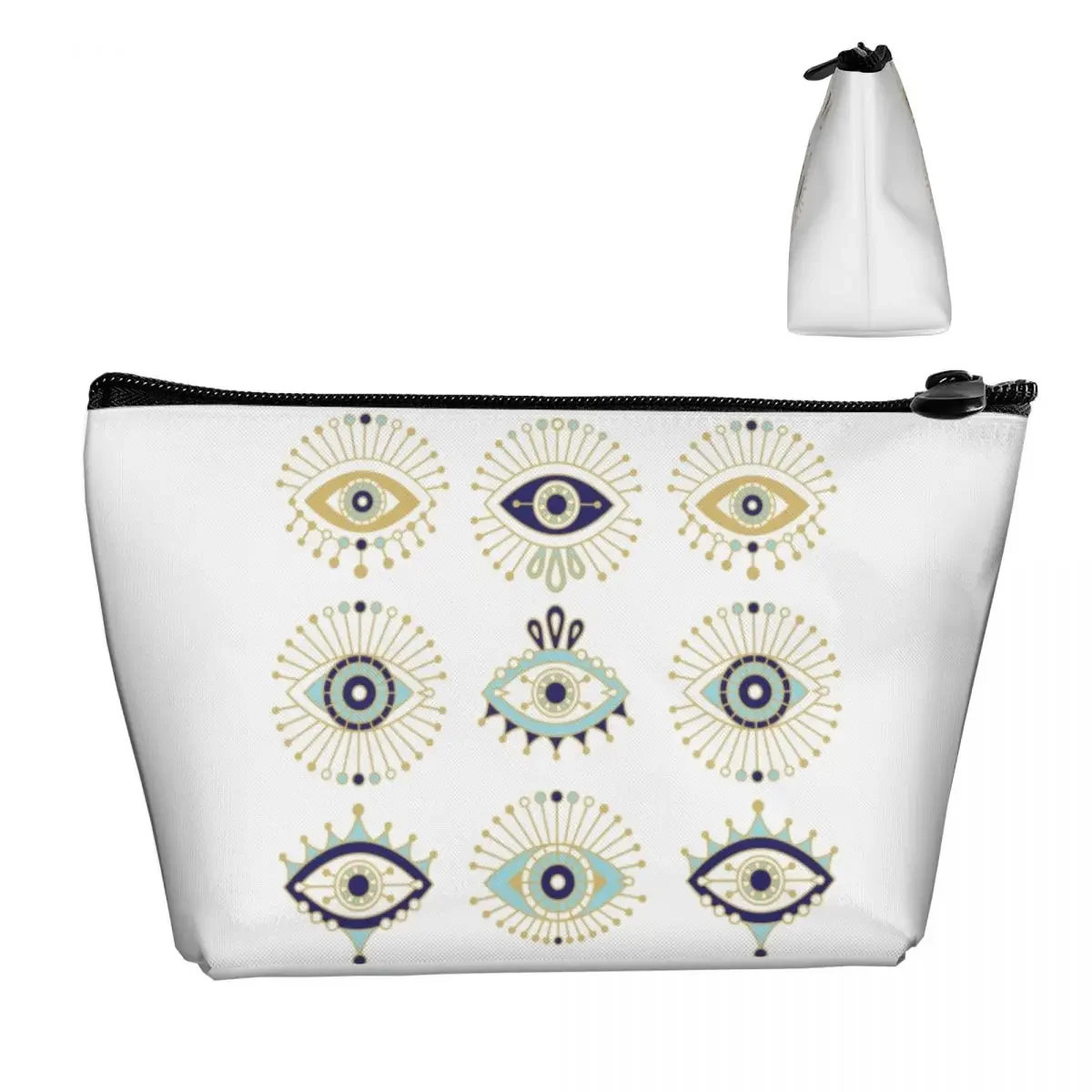 Cute Turkish Evil Eye Travel Toiletry Bag for Women Nazar Amulet Hamsa Boho Bohemian Cosmetic Makeup Bag Beauty Storage Dopp Kit