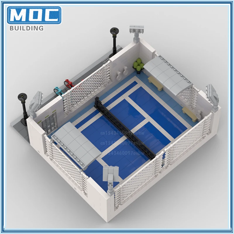 Street View Modular Tennis Court MOC Building Blocks Display Model DIY Scence Architecture Creative Bricks Toys Birthday Gift