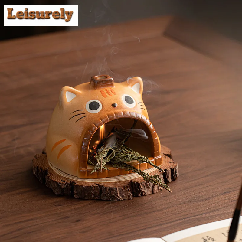 Cute Cat Incense Holder Water Fountain Decoration Incense Burners Consecrate Scented Aromatic Candles