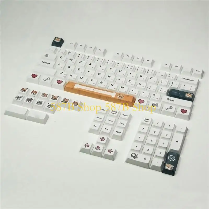 

587B 116Keys / Set XDA PBT Keycaps Full Set Mechanical Keyboard Keycaps PBT Dye-Sublimation Corgi Theme Keycaps