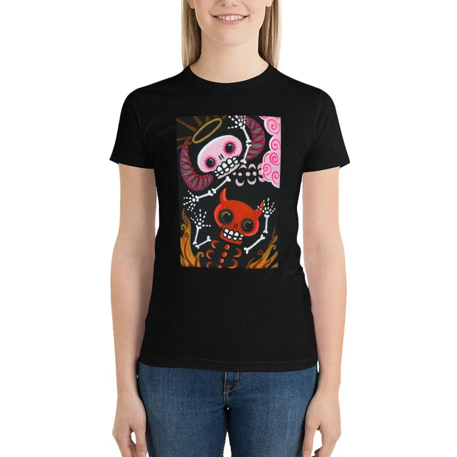 Angel and Devil T-Shirt summer tops summer top t shirts for Women graphic