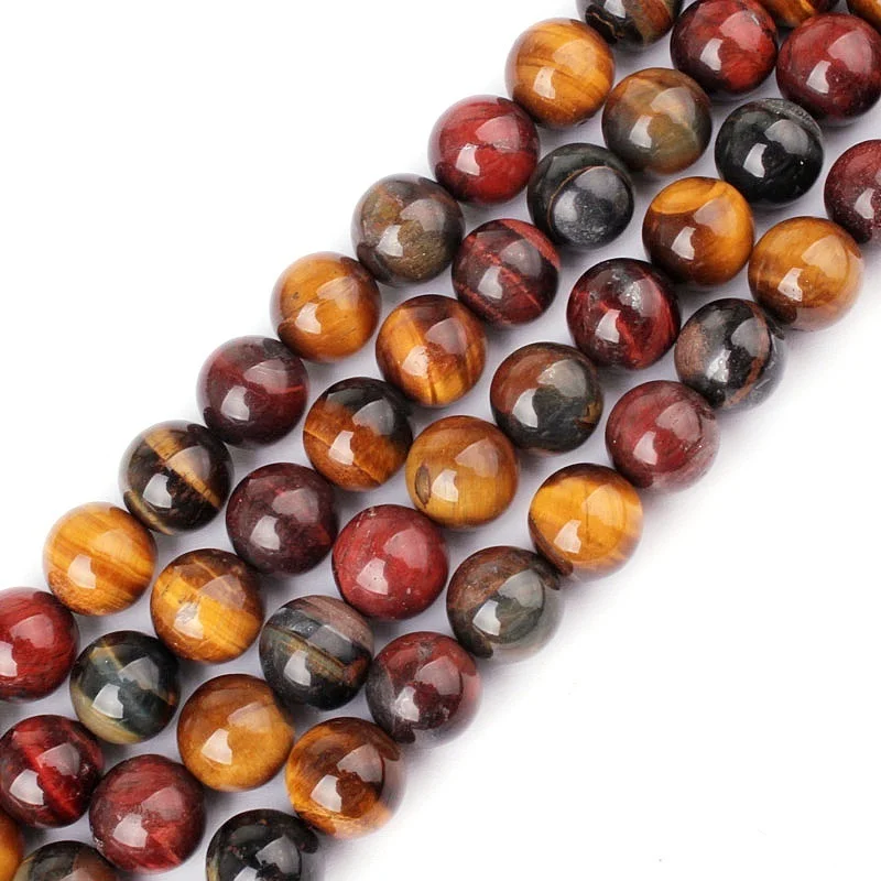 8/10/12/14 مللي متر عين النمر الطبيعي متعدد الألوان السلس حجر الخرز فاصل فضفاض ل عقد دي اي واي سوار صنع المجوهرات ستراند 15" #2