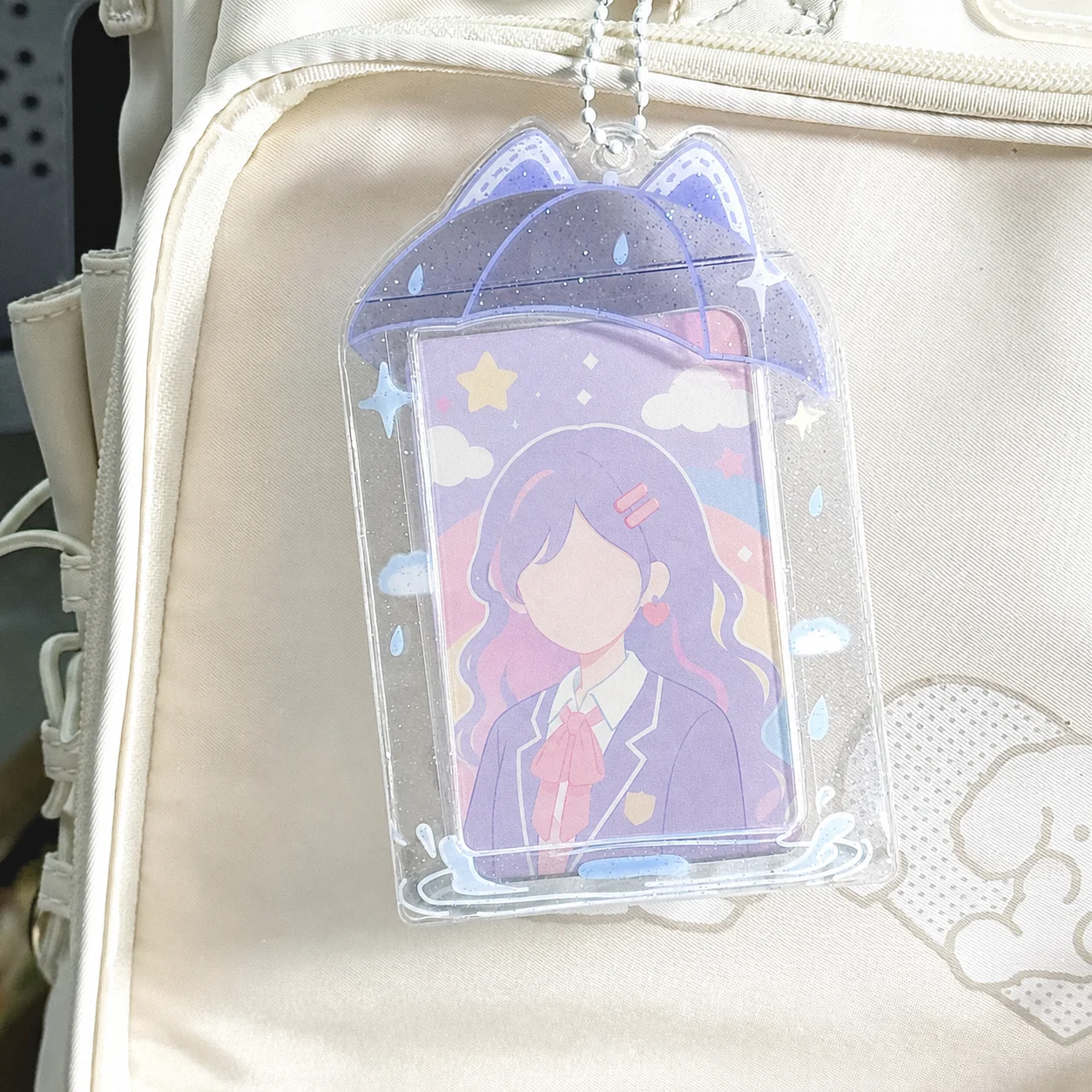 Photocard Holder Glitter Transparent Card Holder Ita Bag Charm Jelly Pvc Card Holder For Small Card Storage Student Id