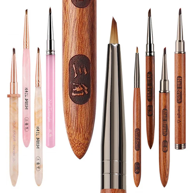 8種類の三角形の花びらネイルブラシ、アクリルネイルアートライナーブラシ、ストライプ、グリッド、フラワーペイント、描画ペン、マニキュアツール