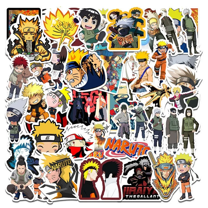 

50Pcs Naruto Stickers Not Repeating Uzumaki Naruto Kakashi Uchiha Sasuke Itachi Kawaii Cartoon Waterproof Stiker Toys