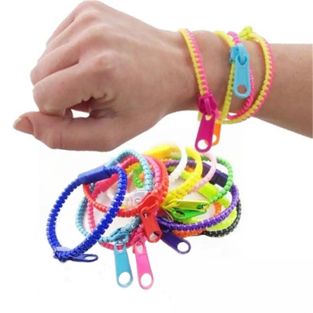 Colorful Single Rainbow Mix Color Jewelry Game Wristband 5PCS Bangles Zipper Bracelet Bracelets Eco-friendly Plastic