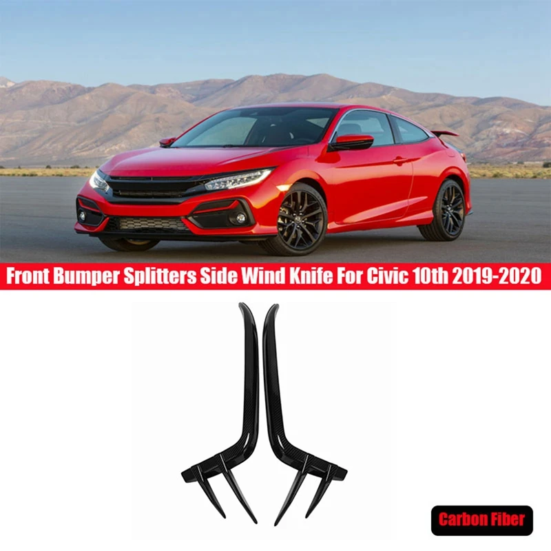 

2Pcs Car Front Bumper Splitters Side Wind Knife Fog Lamp Eyebrow For Honda Civic 10Th 2019-2020