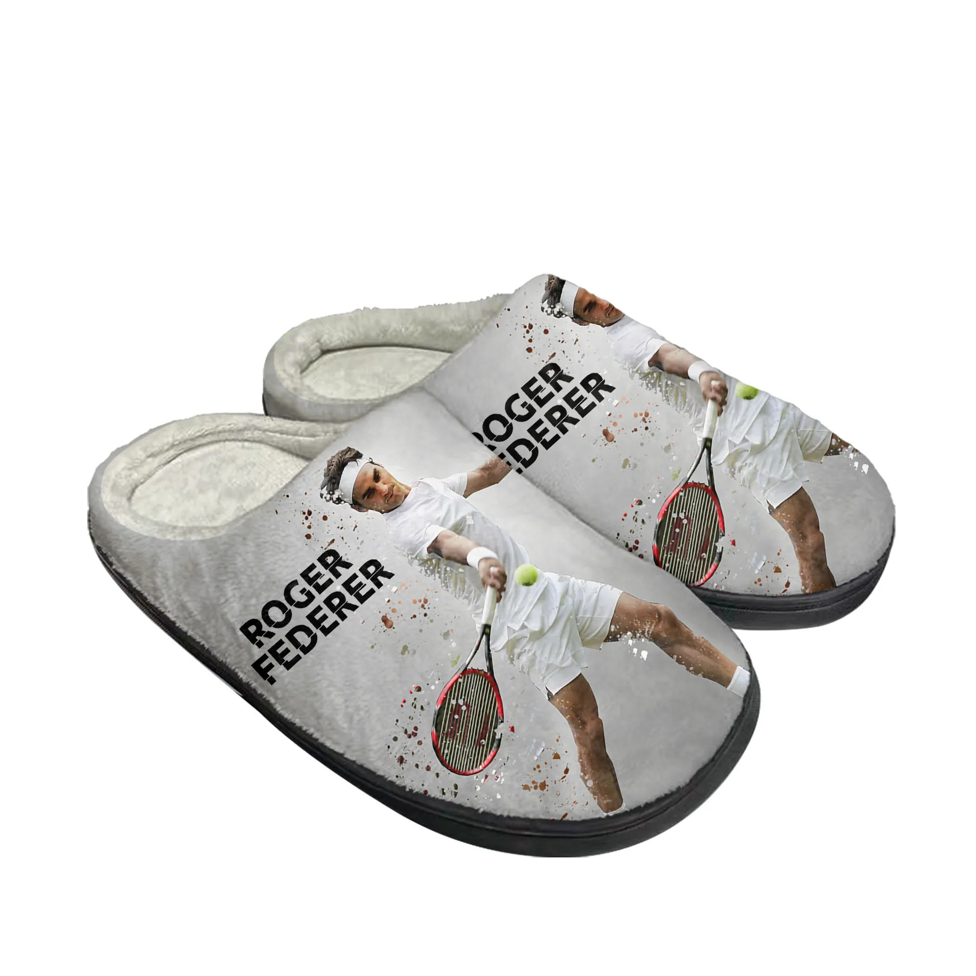 Tennis King Federer Home Cotton Slippers Mens Womens Plush Bedroom Casual Keep Warm Shoes High Quality Indoor Customized Shoe