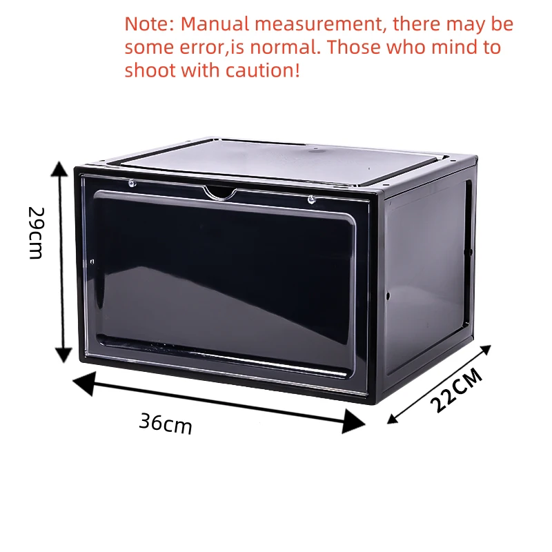 1Pc Large Capacity Shoe Box Black Transparent Shoe Box Magnetic Door Thickened Storage Box Removable Dustproof Shoe Storage Box