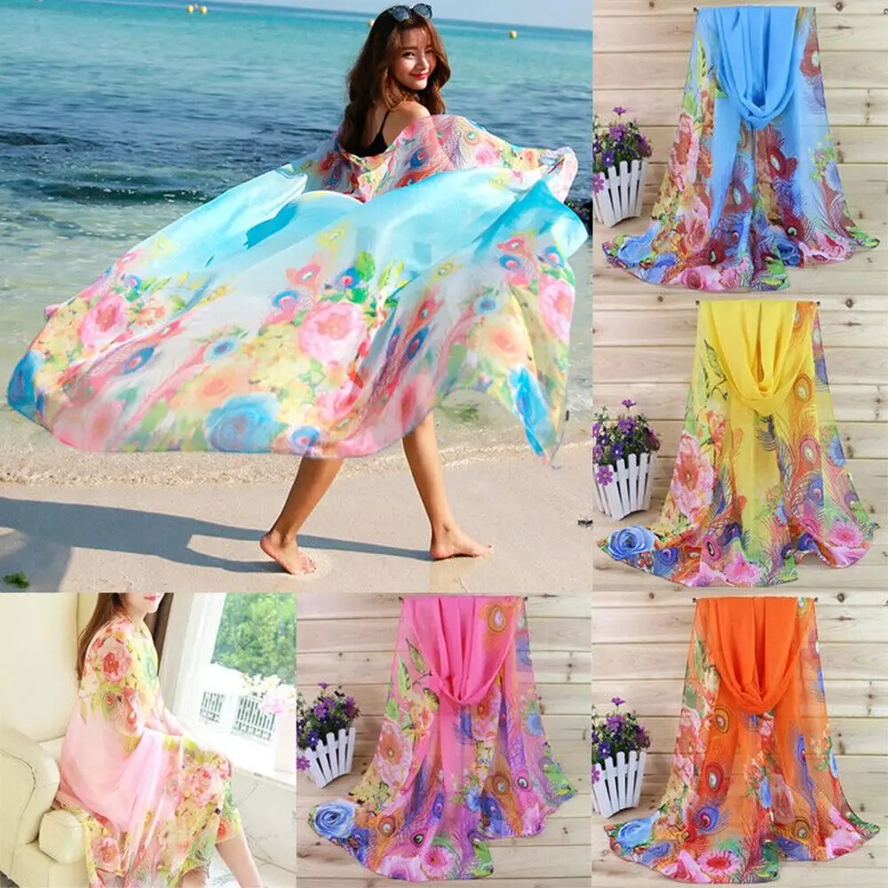 

Gift Clothing Accessories Hijab Shawl Beach Shawl Silk Scarf Ladies Chiffon Scarf Summer Beach Sarong Scarf