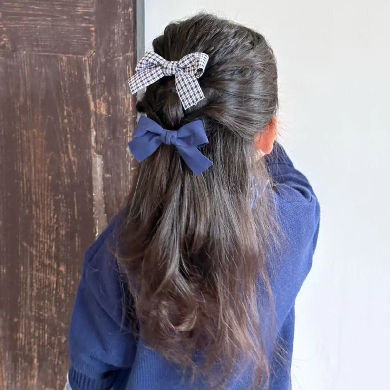 2pcs Vintage Plaid Bow Hair Clips for Kids Children Hairpins Little Girl Hairclip Hairgrips Barrettes Headwear Hair Accessories