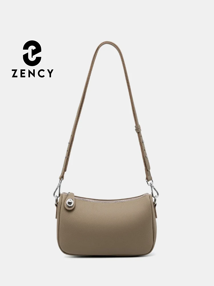 Zency Women\'s Soft Genuine Leather Shoulder Bag High Quality Roomy Pillow Bags Handbag Black Khaki Crossbody Simple Fashion