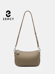 Zency Women's Soft Genuine Leather Shoulder Bag High Quality Roomy Pillow Bags Handbag Black Khaki Crossbody Simple Fashion