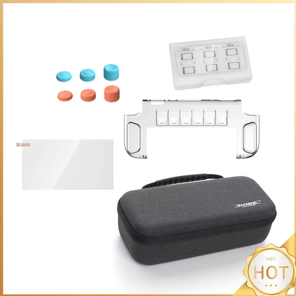 Набор аксессуаров 10 в 1 для Nintendo для Switch 2, защитный чехол для экрана, 6 колпачков для большого пальца, чехол для игровых карт