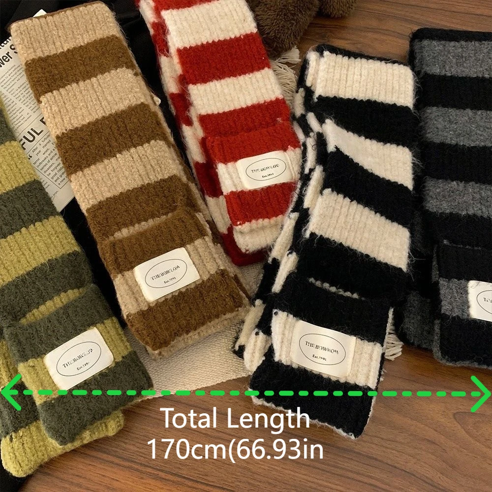 Multicolor Korean Style Y2K Striped Scarf Knitted Harajuku Long Striped Scarves Outdoor Streetwear Stripe Shawl Ladies