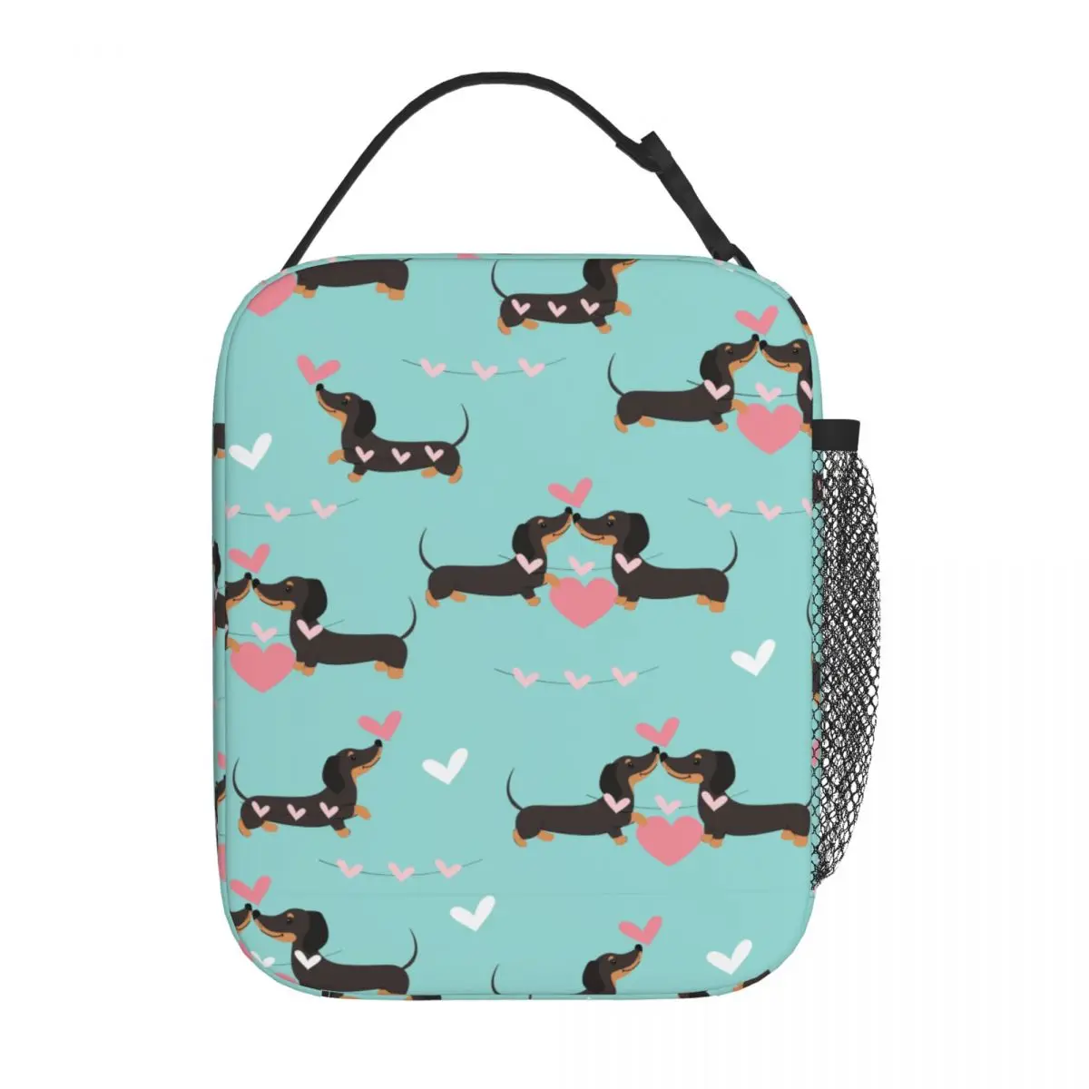 Dachshund Dogs In Love And Hearts Insulated Lunch Bags Thermal Bag Reusable Large Lunch Box Tote Men Women Beach Outdoor