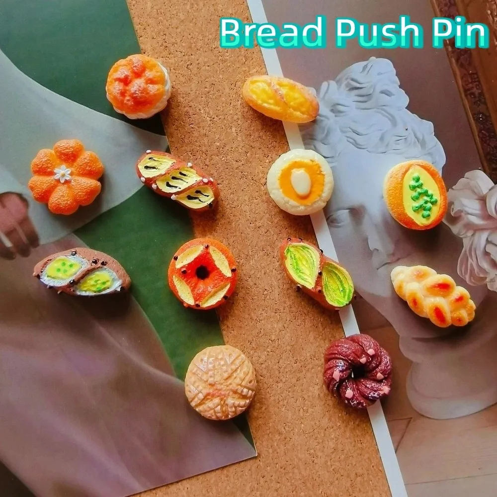 24PCS Convenient Simulation Alkali Water Bread Push Pin Cartoon Cute Felt Board Push Pin Plastic Soft Wood Board Push Pin Office
