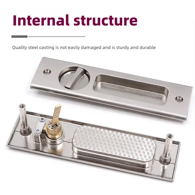 Invisible Sliding Door Lock - Heavy Duty Hook Lock with Handle for Kitchen, Bathroom & Wooden Tandem Doors