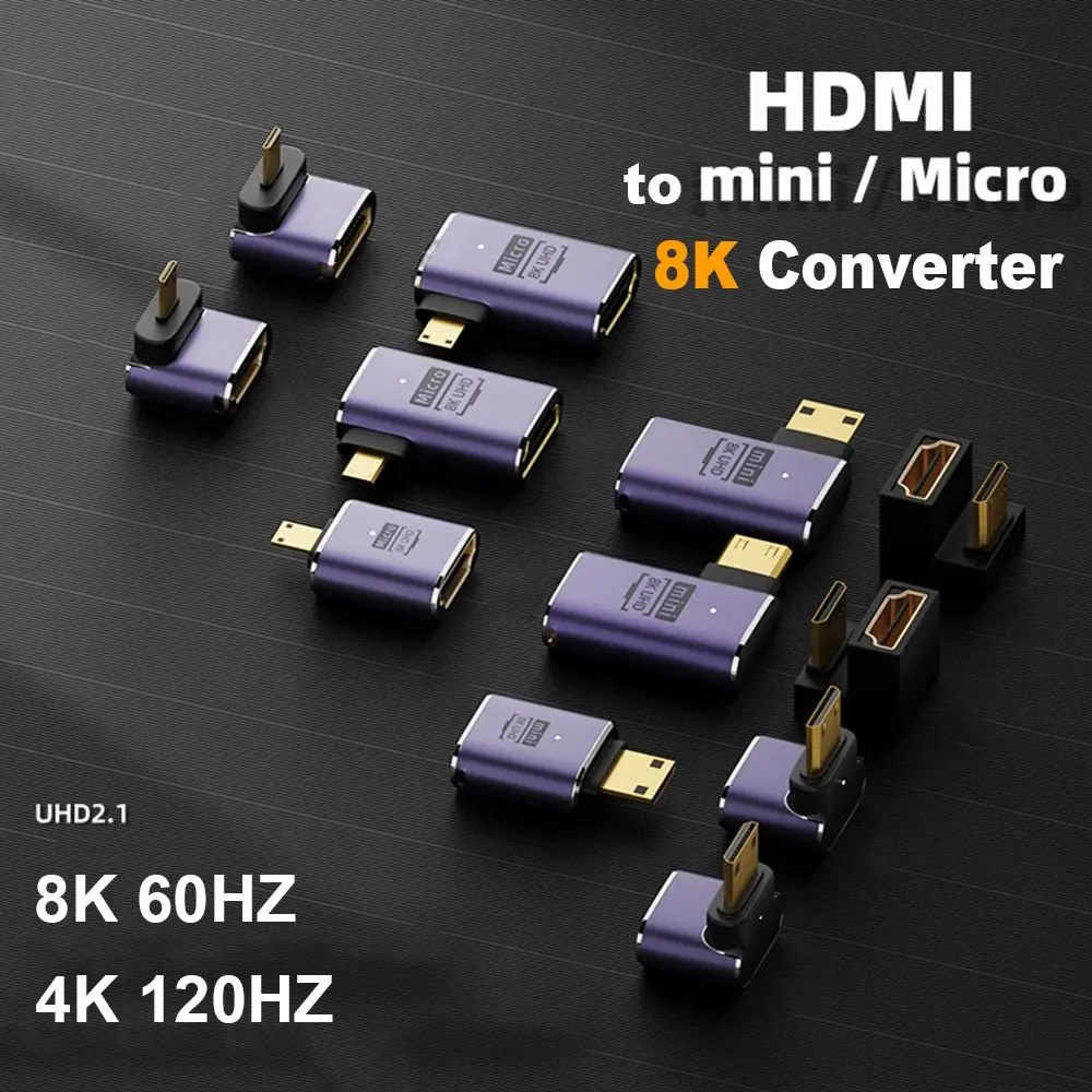 

Монитор-проектор «папа-мама» HD 2.1 8K 60HZ HDTV-адаптер-конвертер Mini/Micro HD в HDMI-совместимый