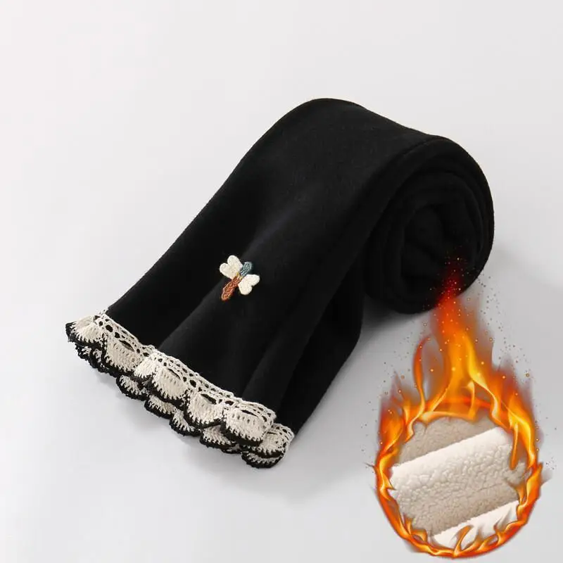 2025 بنطال بناتي خريف شتاء دافئ سميك جرس قيعان مرونة الخصر السراويل الطويلة ملابس مريحة للأطفال 4-8 سنوات #5