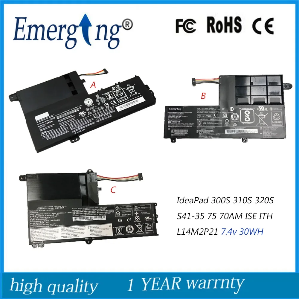 Imagem -01 - Lenovo-bateria do Portátil para Ideapad 300s 310s 320s S4135 75 70am Ith L14m2p21 Ioga 500 50014ibd 7.4v 30wh Novo lenovo bateria do portatil para ideapad 300s 310s 320s s4135 75 70am ith l14m2p21 ioga 500 50014ibd 74v 30wh novo 01