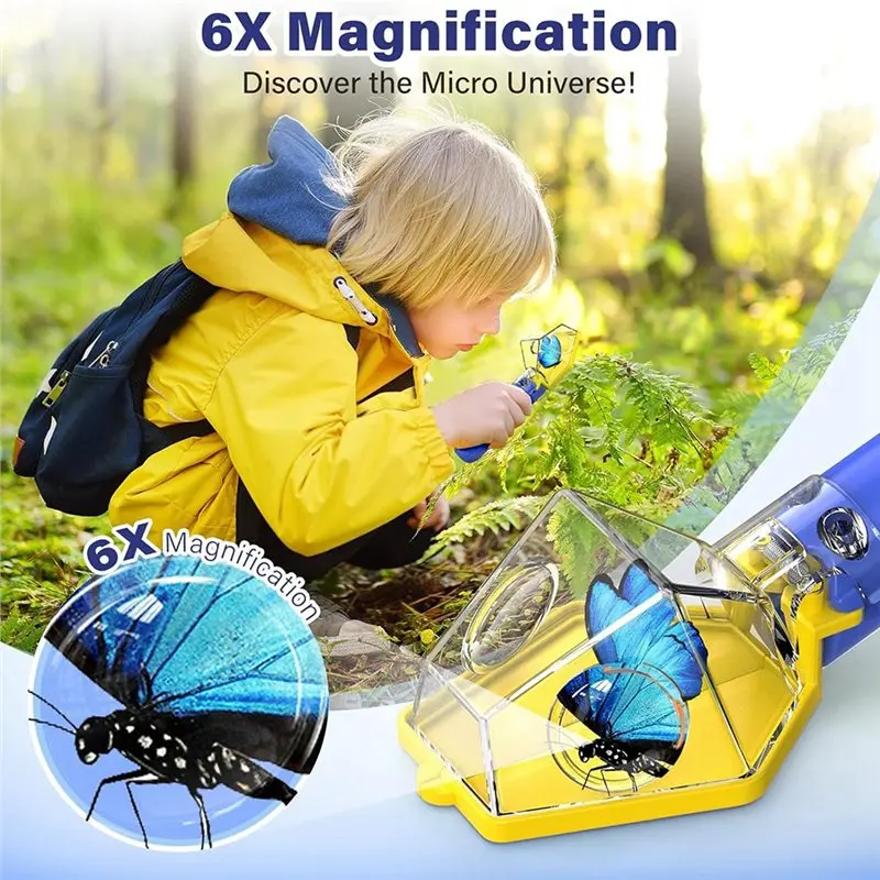 STEM Educational Exploration Tool For Kids-Bug Catcher With Insect Trap Kit And 6X Magnifier Glass-For Indoor& Outdoor
